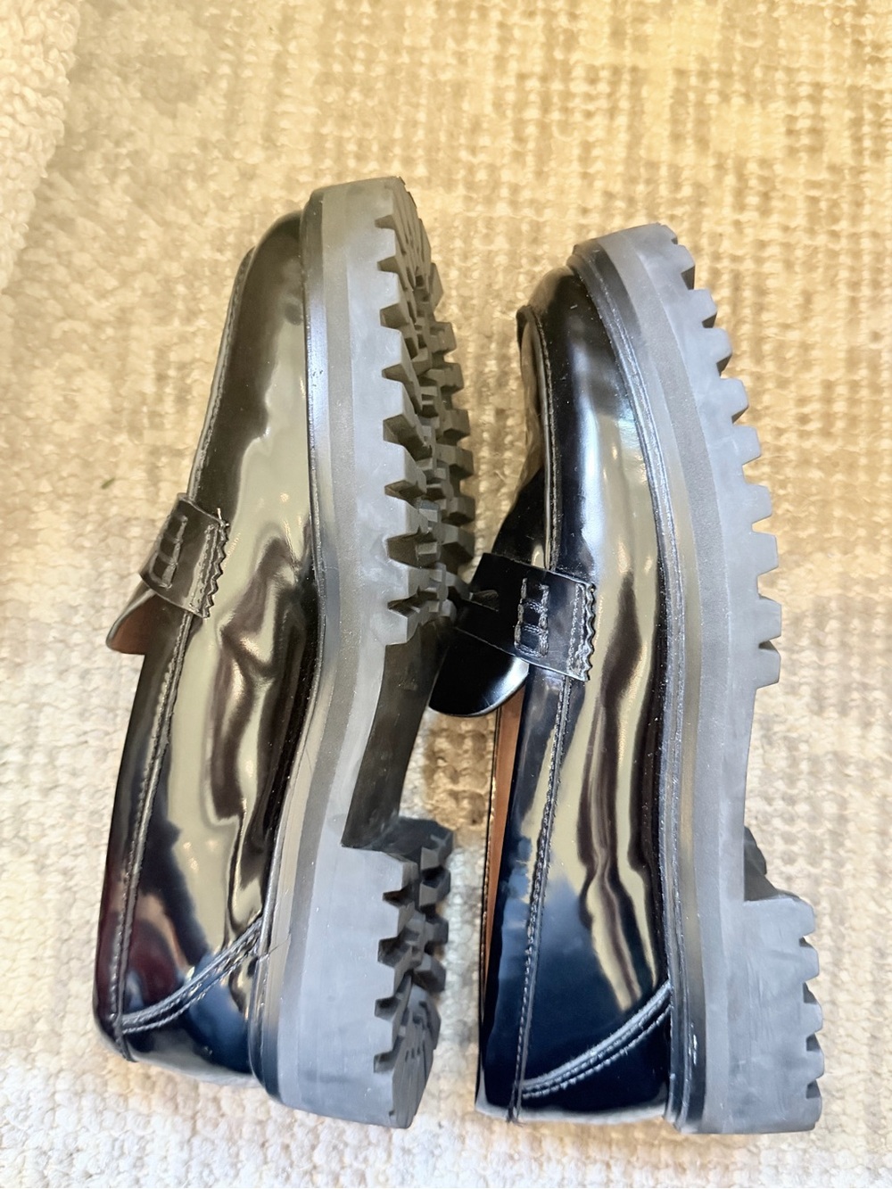 Reformation Black Patent Leather platform Loafers - Picture 5 of 6